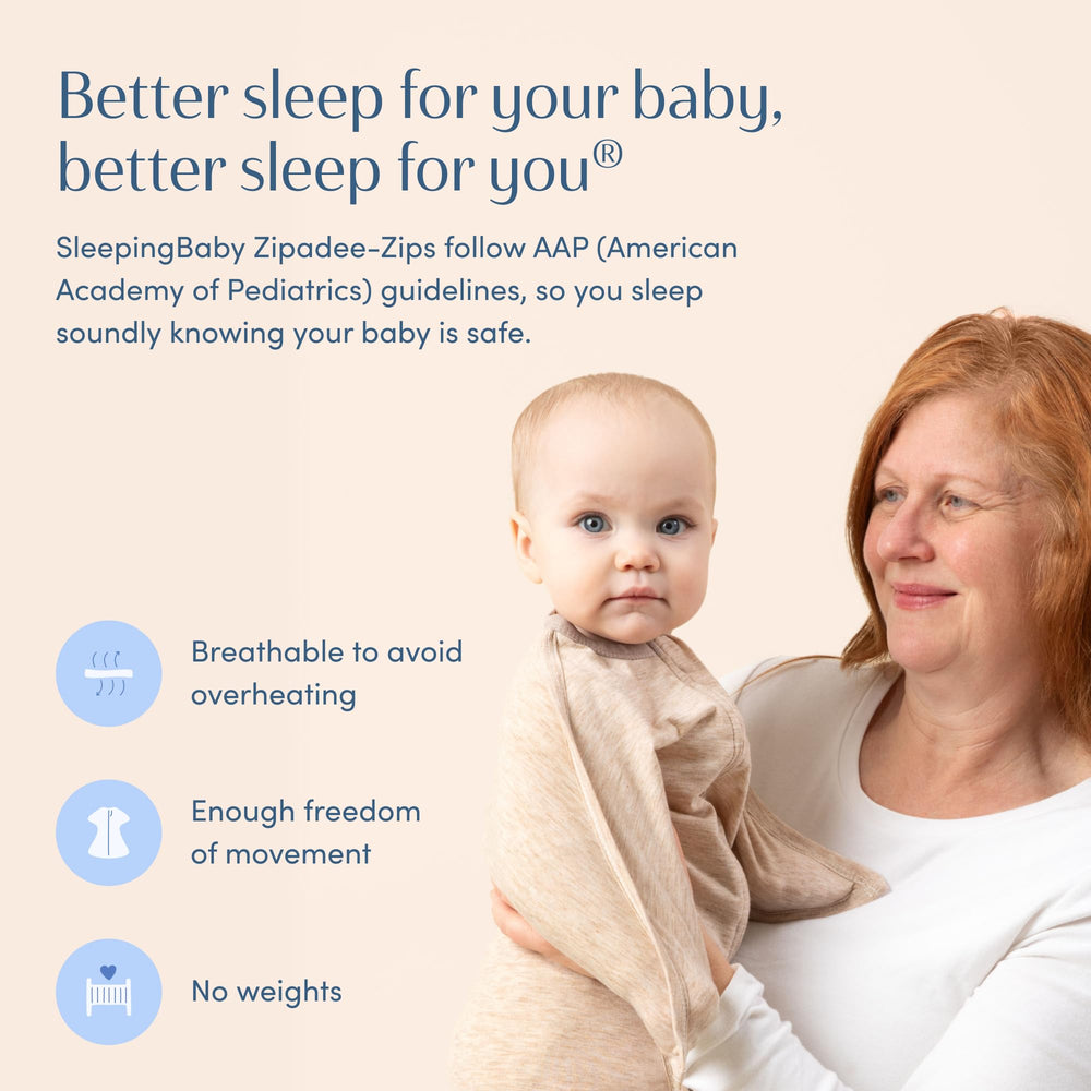SleepingBaby Zipadee-Zip startle suppression helps gentle settling.