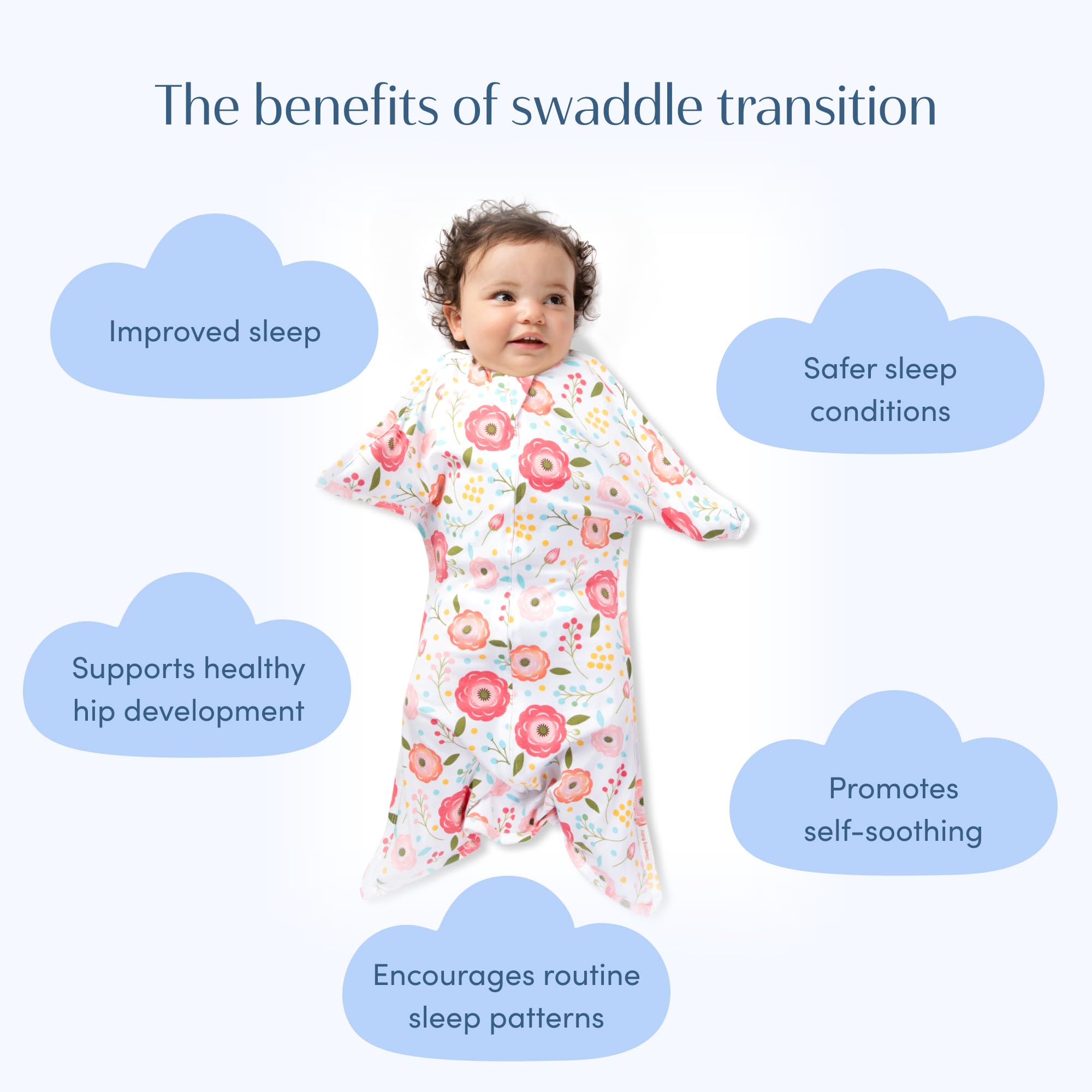 SleepingBaby Zipadee-Zip transition-friendly design aids gradual swaddle-out