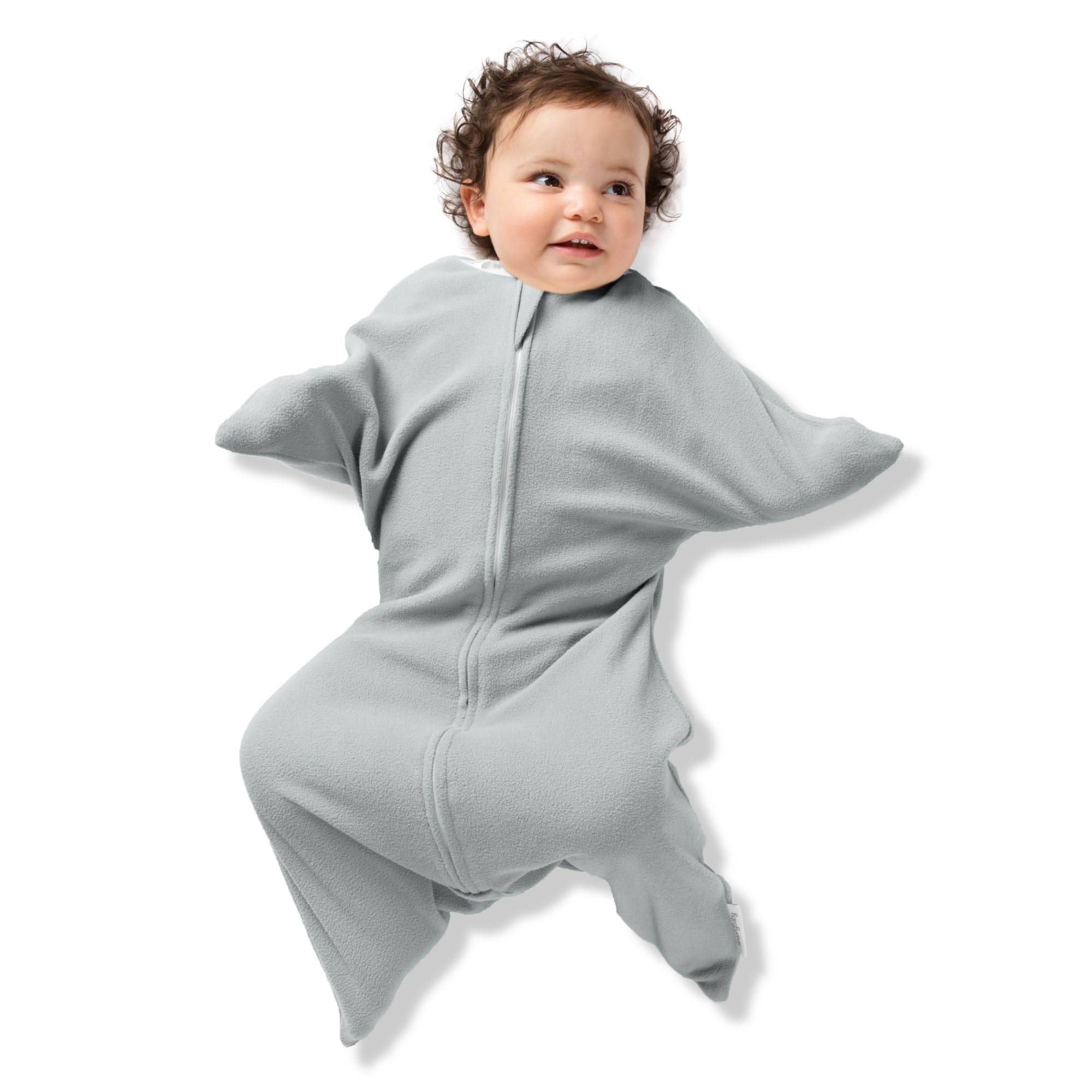 SleepingBaby Zipadee-Zip transition swaddle in Heather Grey for 4-8 months comforts with snug design