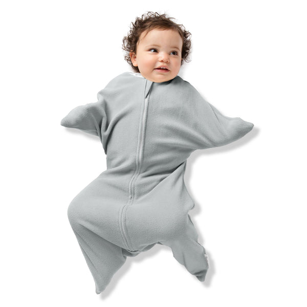 SleepingBaby Zipadee-Zip transition swaddle in Heather Grey for 4-8 months comforts with snug design