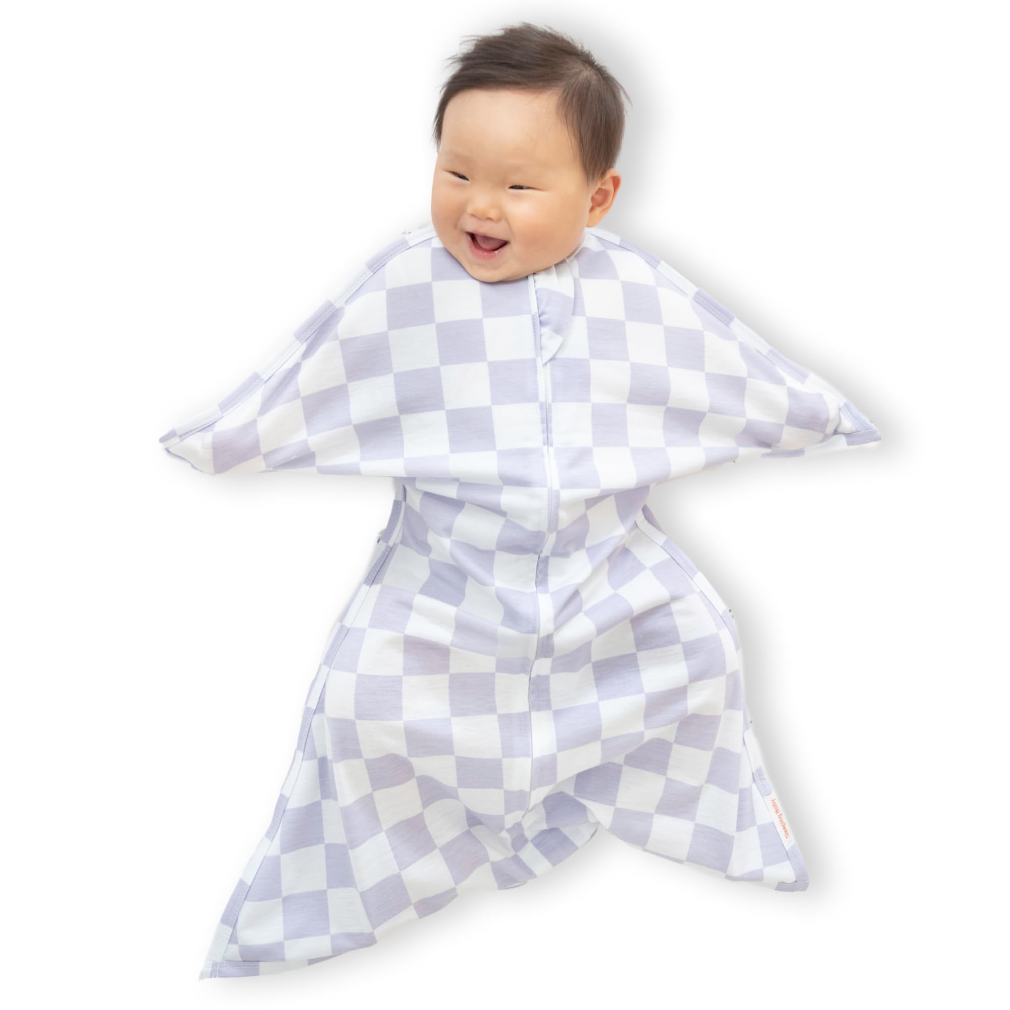 SleepingBaby Zipadee-Zip Lavender Check swaddle with secure fit for calm, rest-friendly sleep.