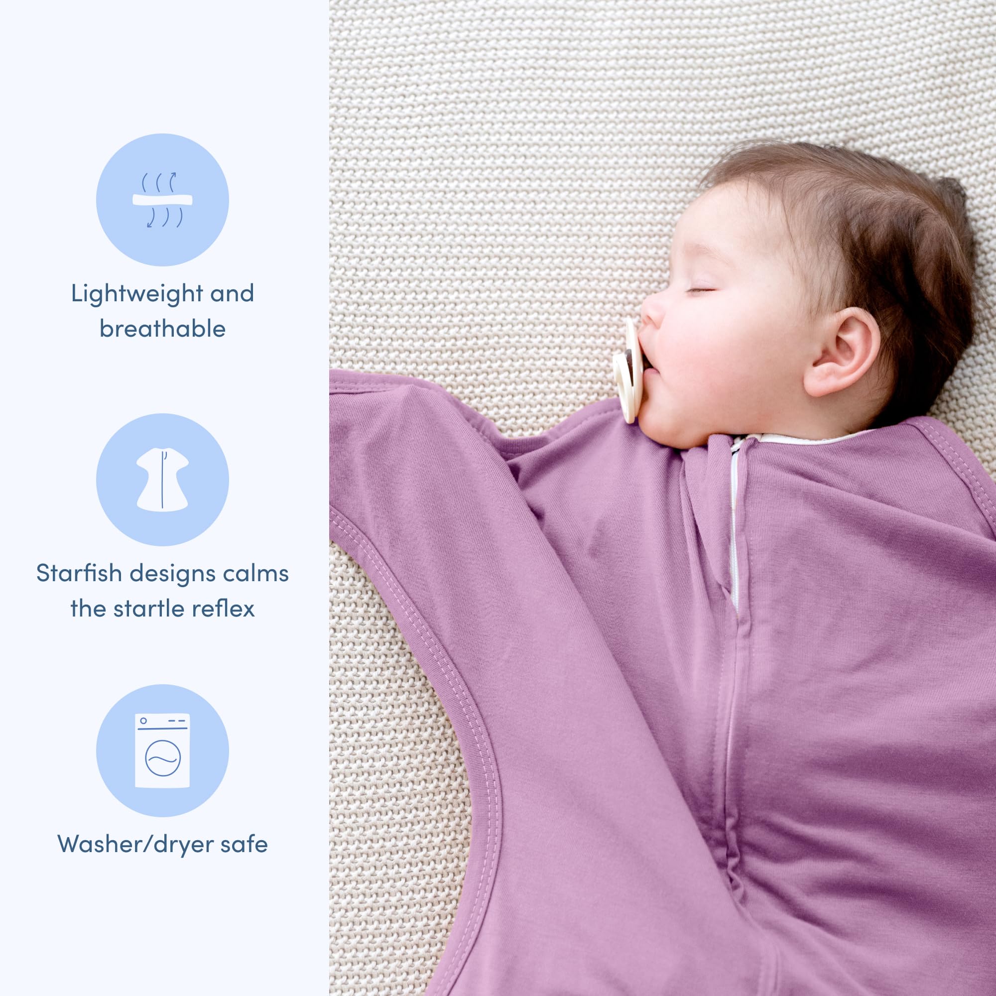 SleepingBaby Zipadee-Zip wearable blanket on baby during a nap for warmth and movement
