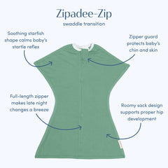 SleepingBaby Zipadee-Zip zipper feature enables quick diaper changes