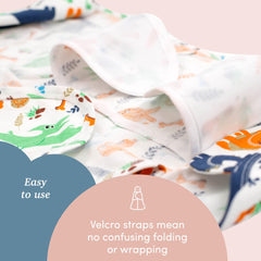 SleepingBaby Zippy Swaddle dino boy design—adorable look for naps