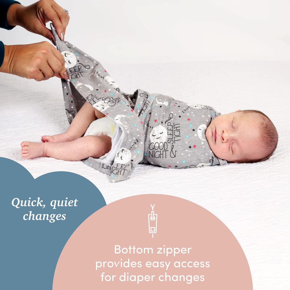 Bottom zipper enables quick diaper changes without waking your baby.