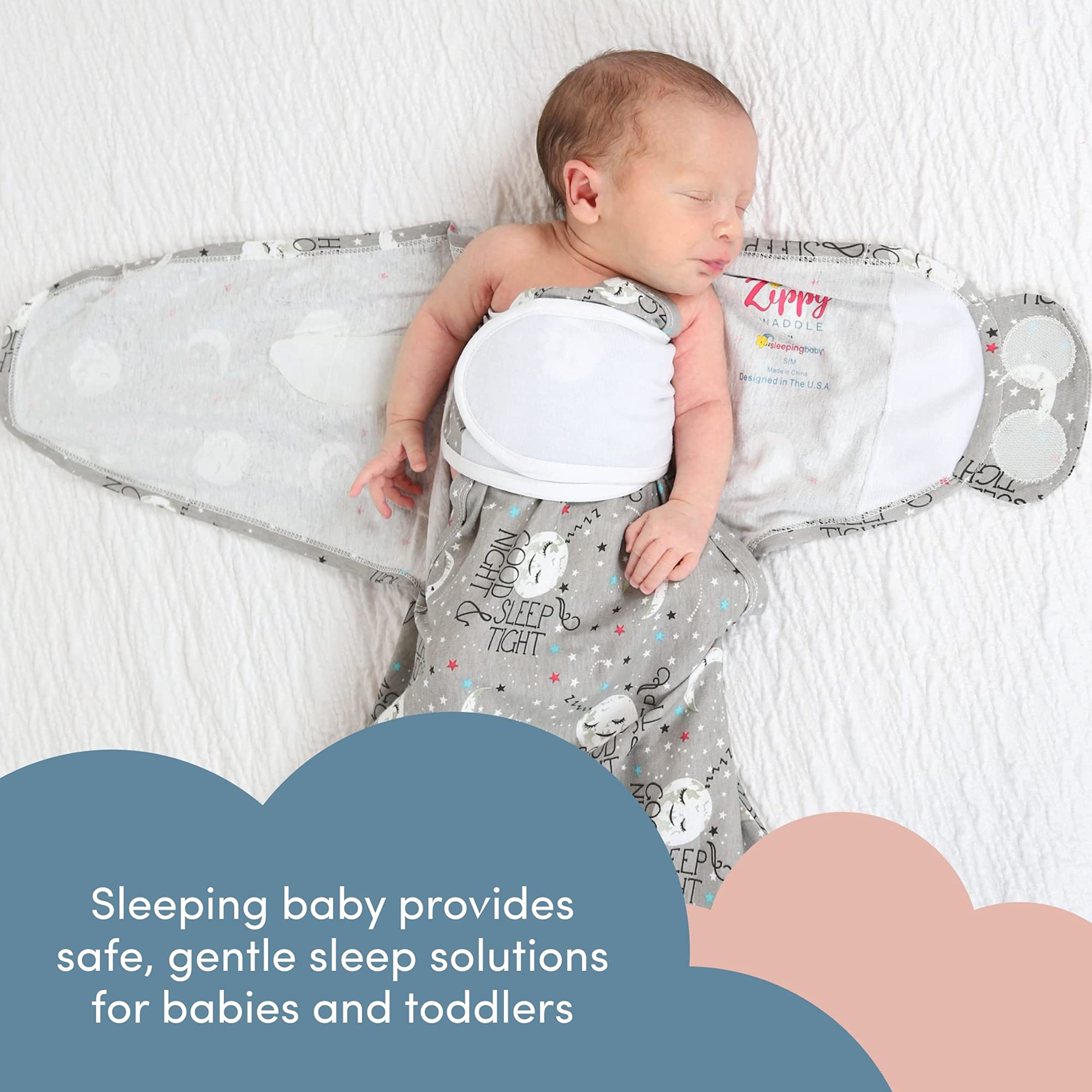 Goodnight Moon design on SleepingBaby Swaddle invites cozy nurseries.