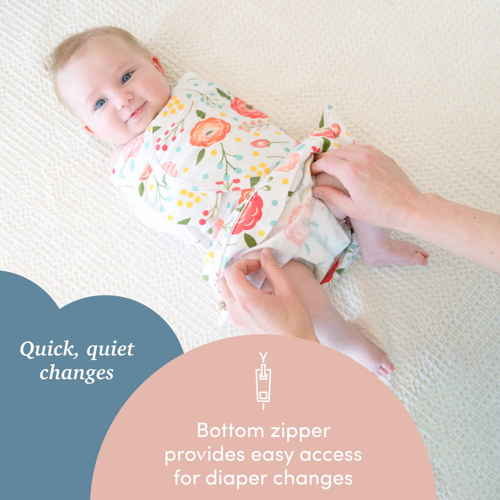 Texture close-up of SleepingBaby Zippy Swaddle Pink Poppy soft material