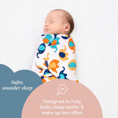 SleepingBaby Zippy Swaddle wearable blanket provides cozy coverage for safe, snug sleep.