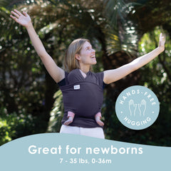 Sleepy Wrap newborn-to-toddler range supports growth from 7 to 35 pounds.