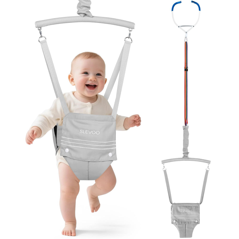 Slevoo Baby Jumper attached to a doorframe with a secure clamp for doorway play
