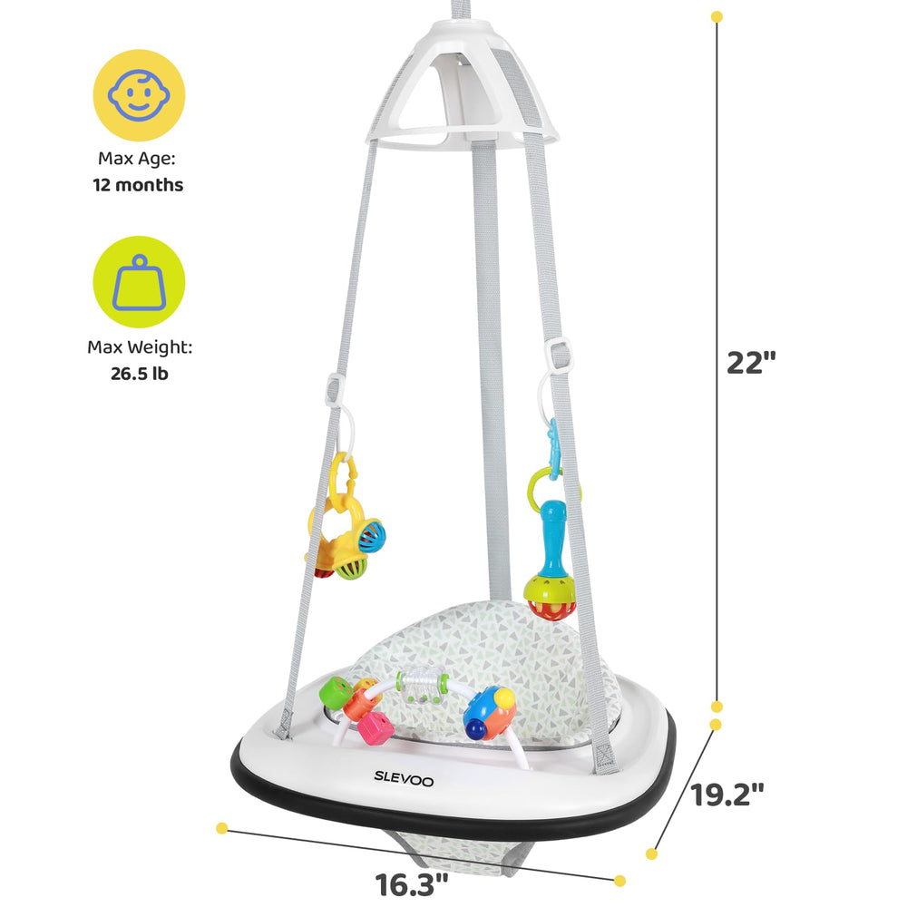 Slevoo Baby Jumper easy-in-out design simplifies doorway setup.