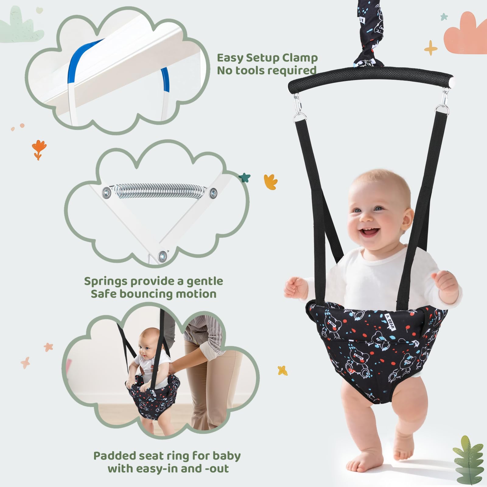 Slevoo Baby Jumper in use in doorway during playtime.