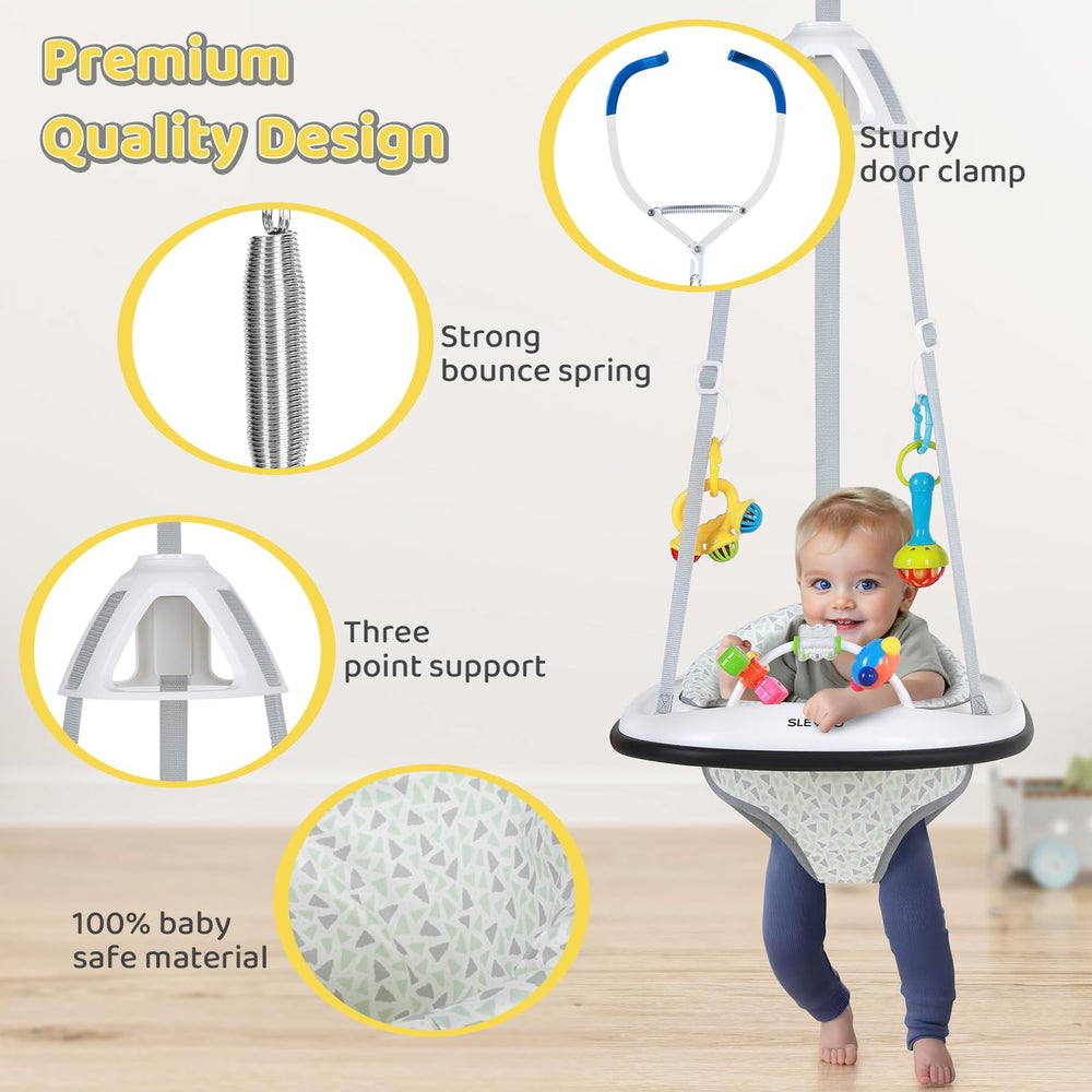 Slevoo Baby Jumper no-marks bumper protects walls and frames.