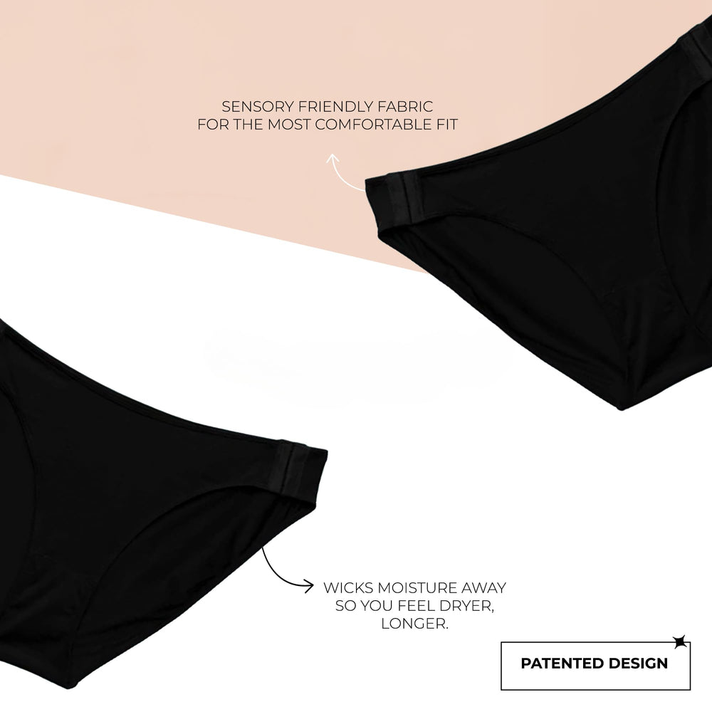 Slick Chicks Signature Brief Panty material close-up shows nylon-spandex blend elasticity.