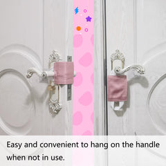 SLIFEOW nursery-friendly pink silencer attached to a bedroom door.