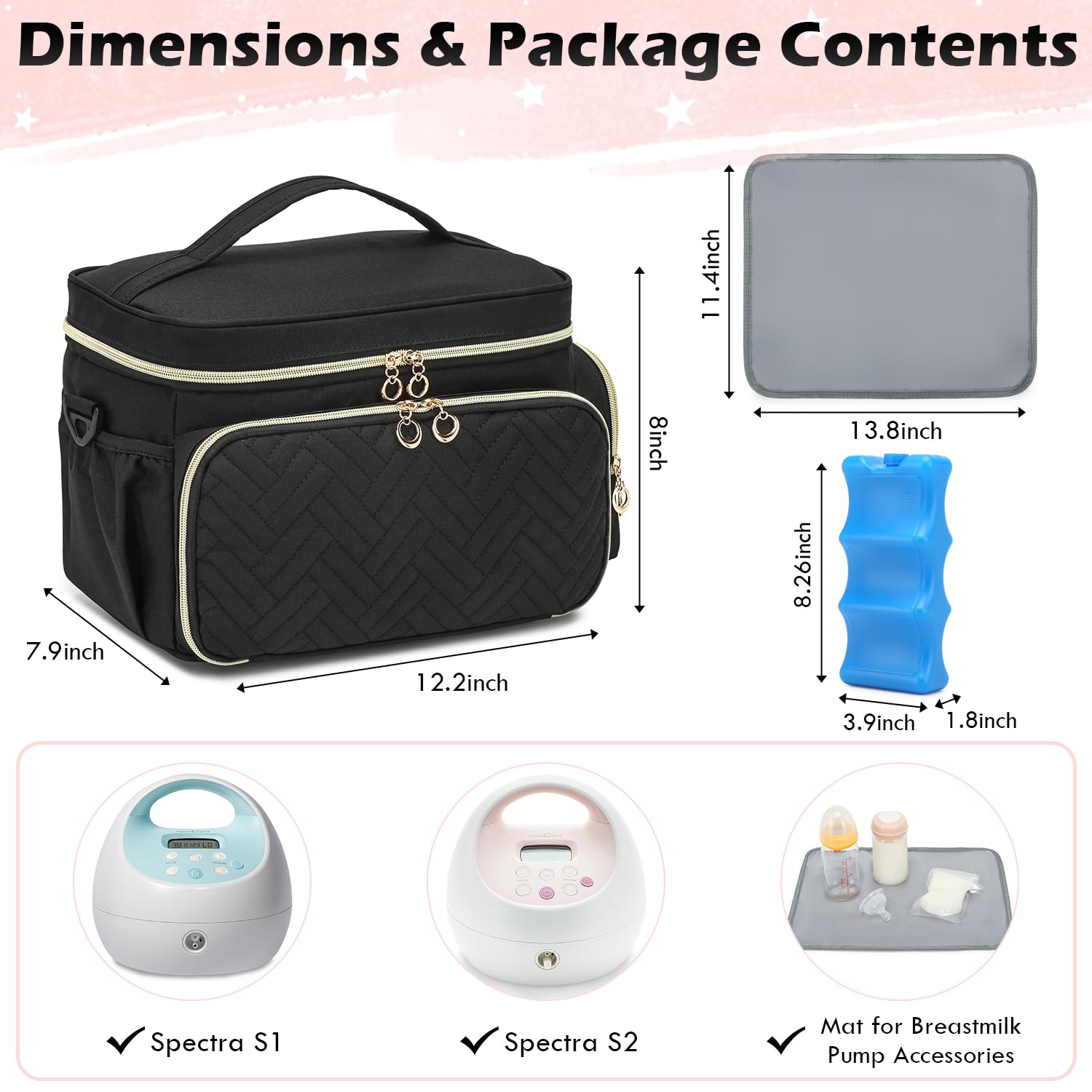 SLINRKE bag includes an ice pack to keep pumped milk cool.