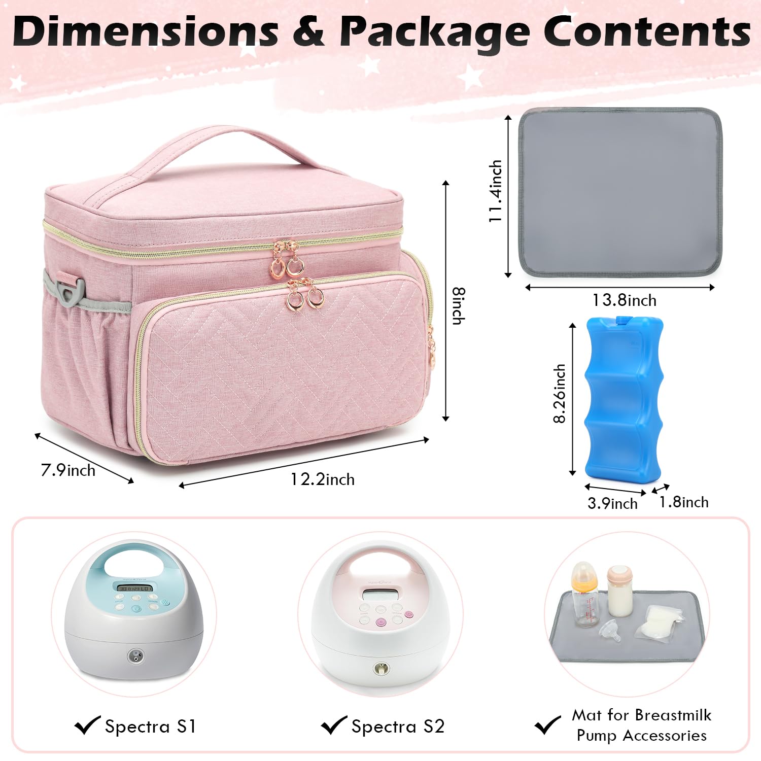 SLINRKE breast pump bag S1/S2 with organized inside compartments.