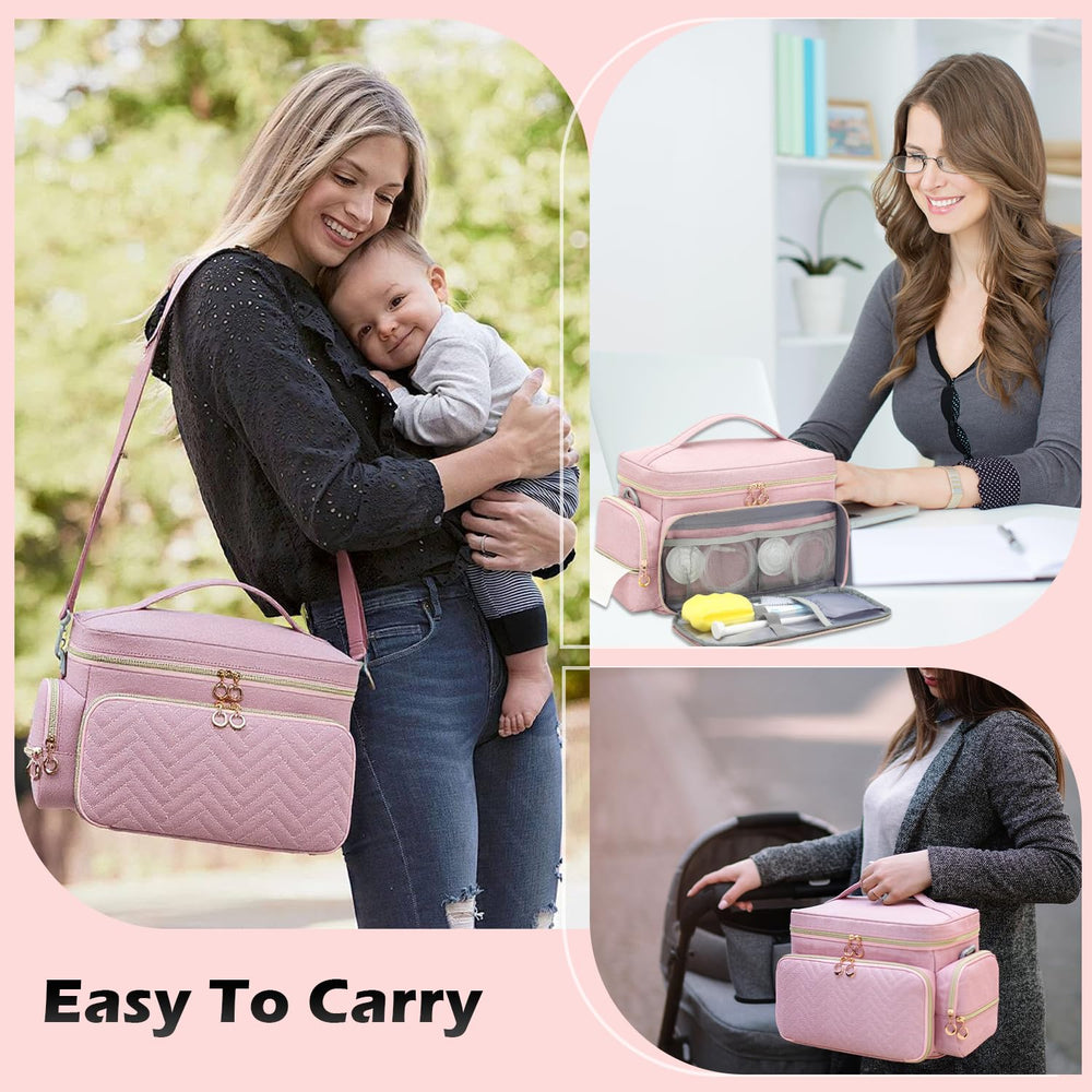SLINRKE breast pump bag S1/S2 side pocket for quick-access accessories.