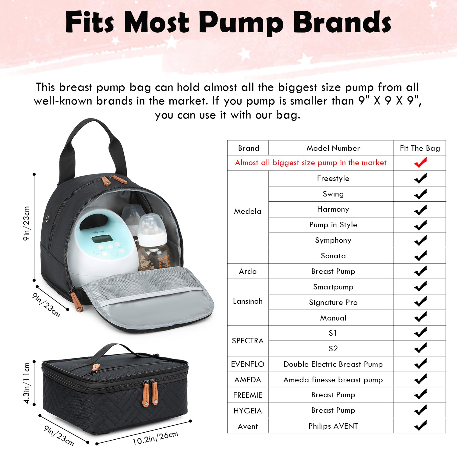 SLINRKE Spectra bag insulated lower layer keeps milk cool during travel.