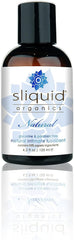 Sliquid Organics Natural Lubricant bottle pour for long-lasting plant-based lubrication.