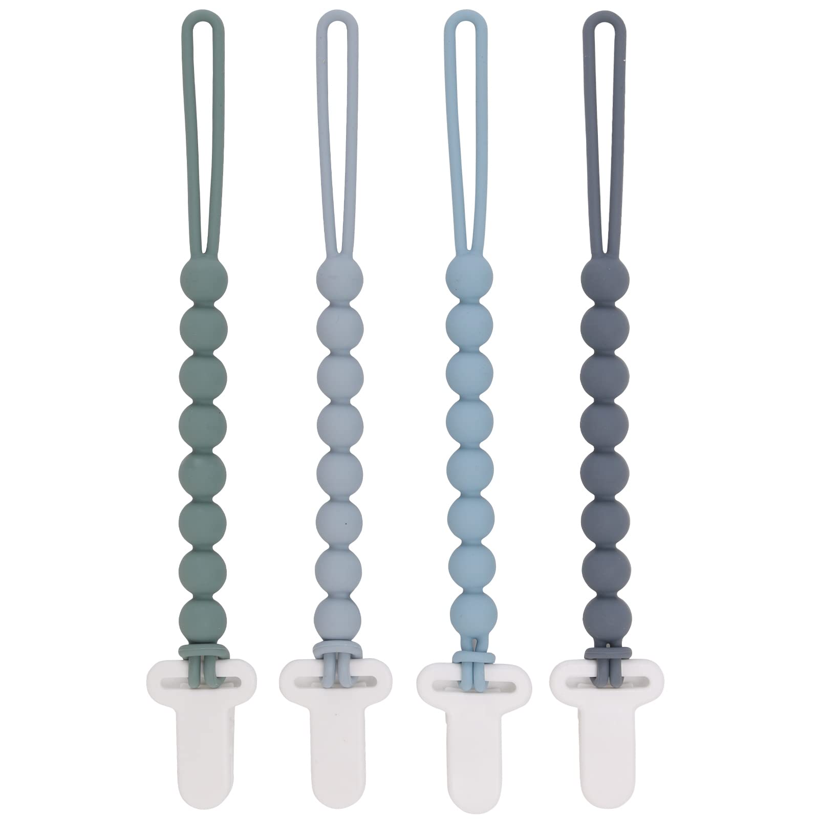 Slotic pacifier clip grey 4-pack keeps pacifiers clean and reachable.