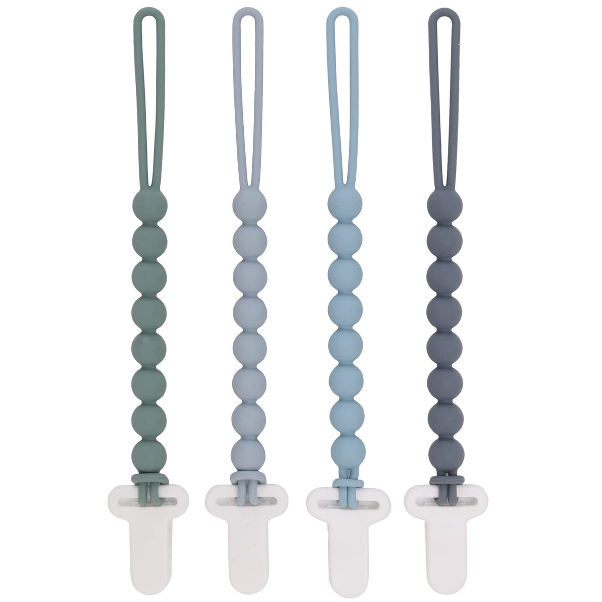 Slotic pacifier clip grey 4-pack keeps pacifiers clean and reachable.