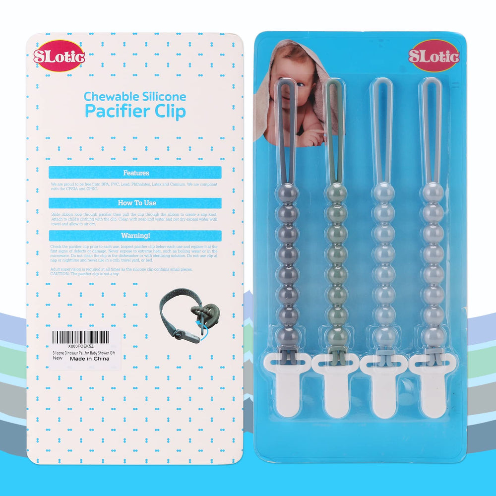 Slotic silicone beads teething detail offers tactile soothing for gums.