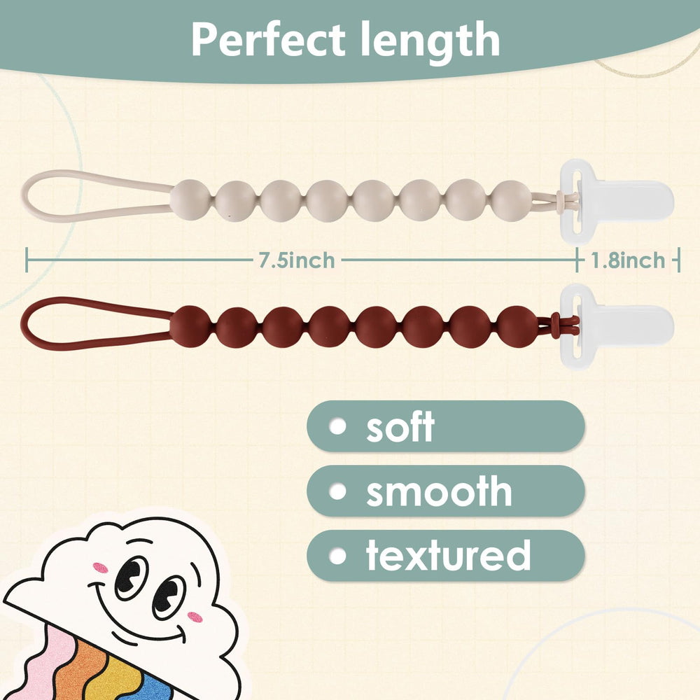 Close-up of Slotic teether beads showing colorful silicone for soothing gums.