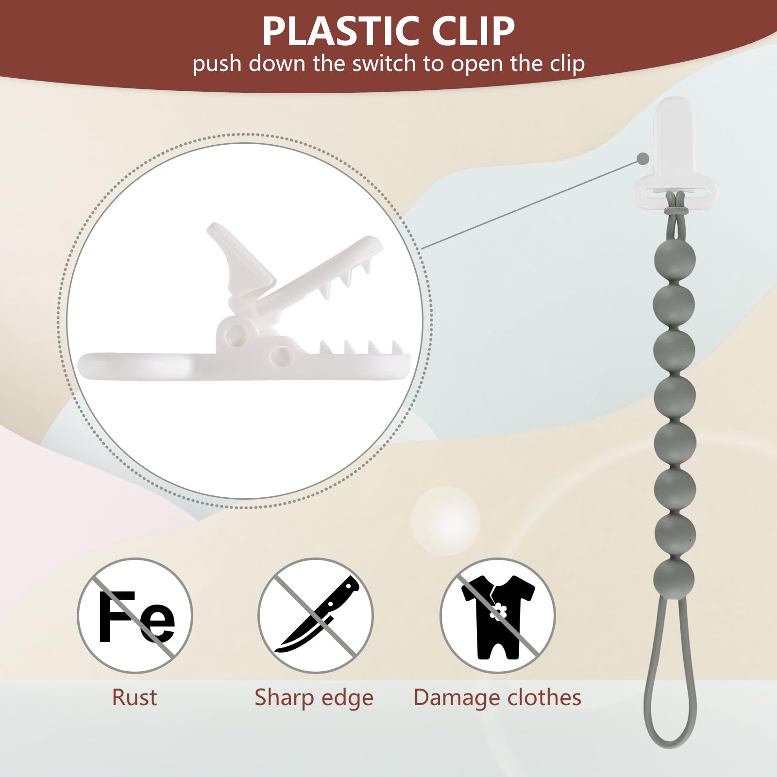 Travel-friendly Slotic pacifier clips shown in a compact pack.