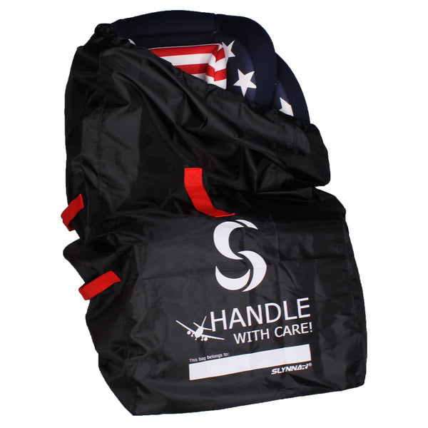 SLYNNAR car seat travel bag protects your seat during flights and rough handling.