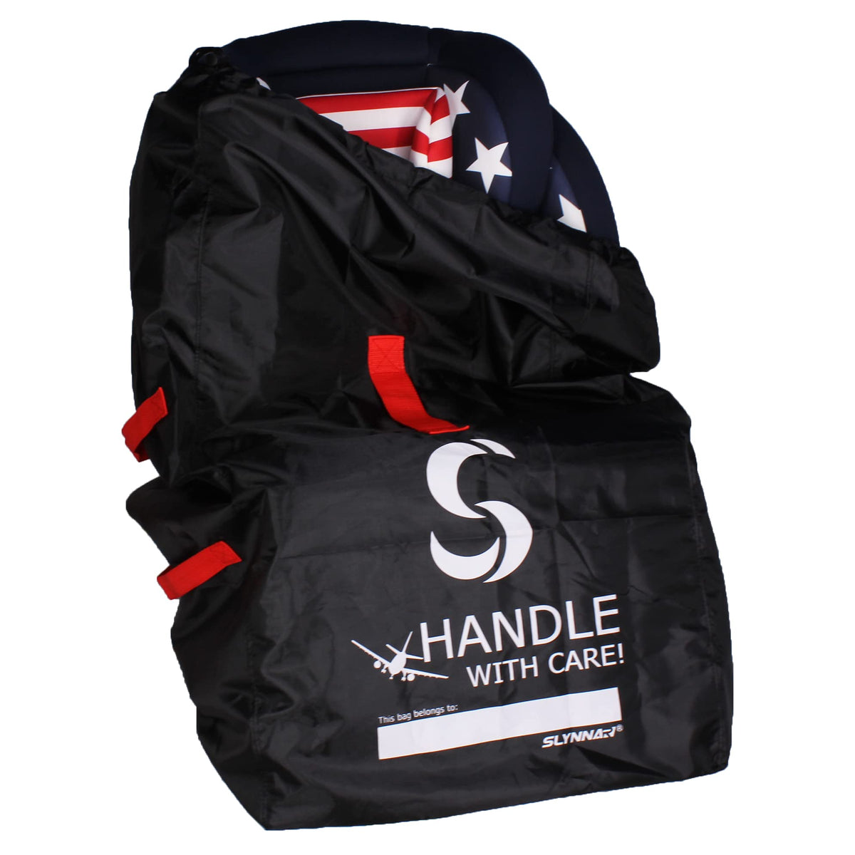 SLYNNAR car seat travel bag protects your seat during flights and rough handling.