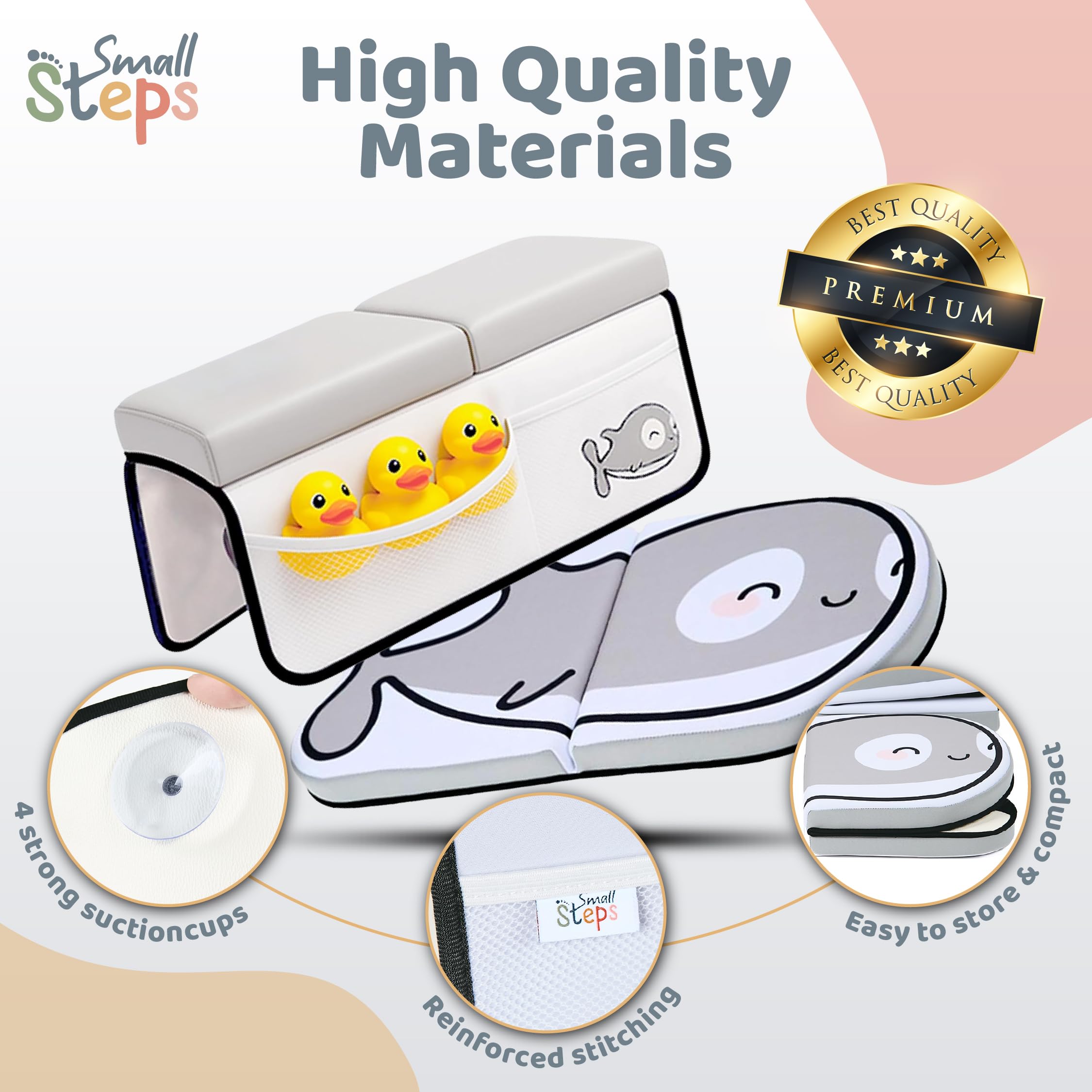 Small Steps pockets organize bath toys and accessories for quick access