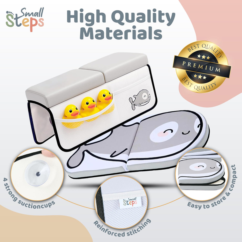 Small Steps pockets organize bath toys and accessories for quick access