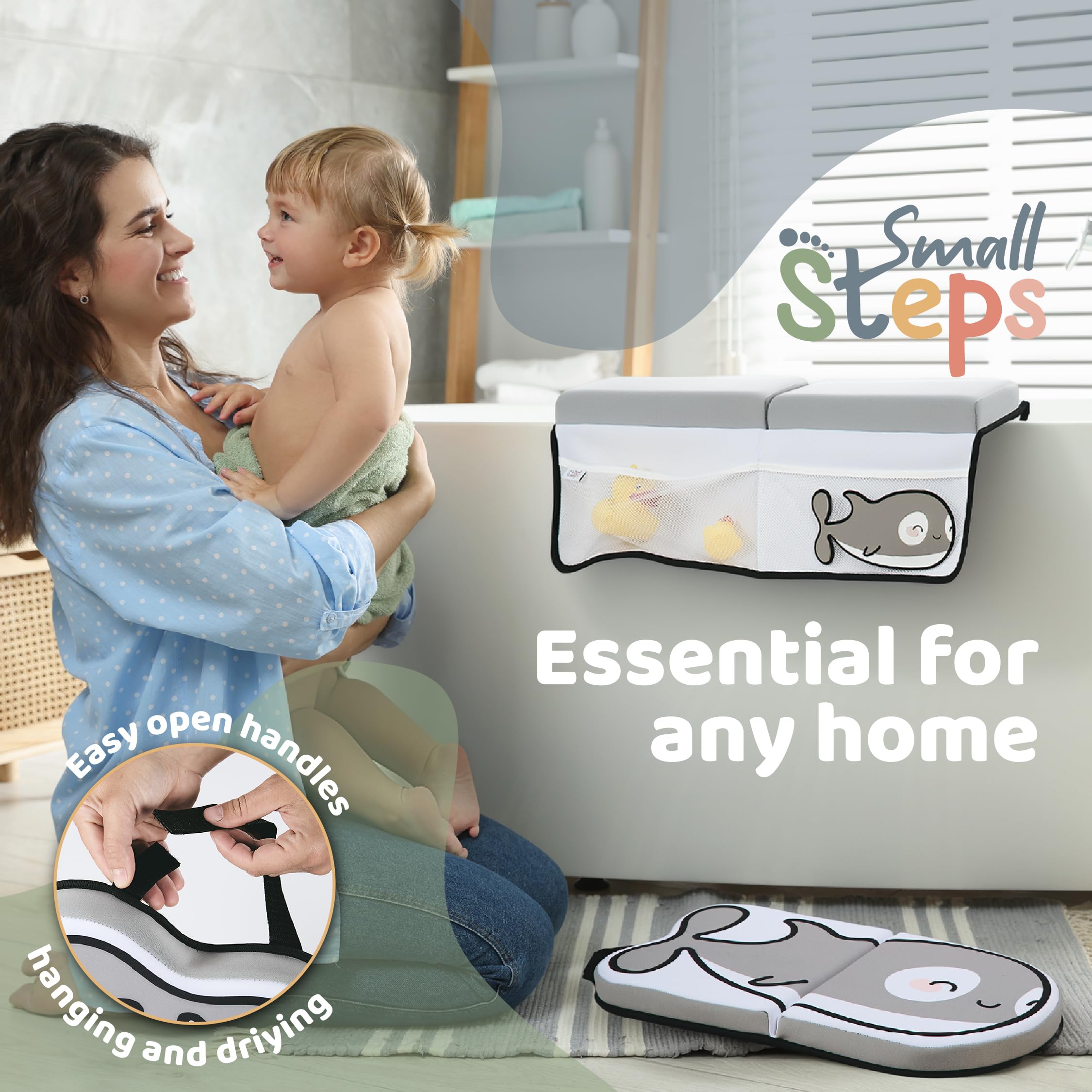 Small Steps elbow rest pad with memory foam relieves elbow pressure for comfortable bathing