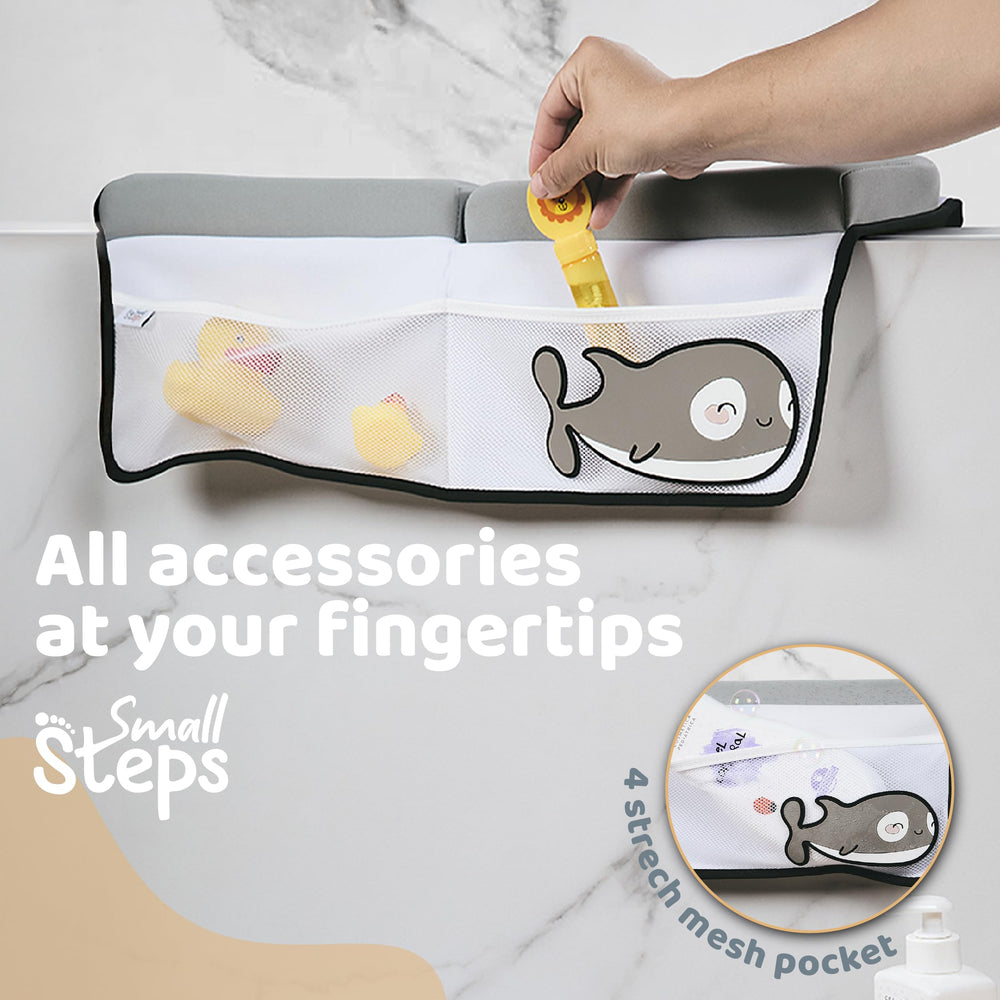Small Steps memory foam padding enhances comfort for long bath sessions