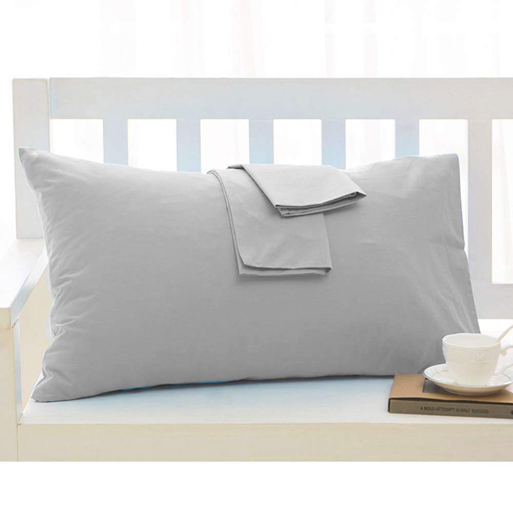 Small travel pillow case 12x16 envelope style in silver grey, ultra-soft Egyptian cotton.