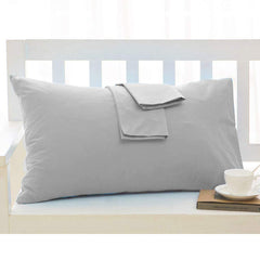 Small travel pillow case 12x16 envelope style in silver grey, ultra-soft Egyptian cotton.