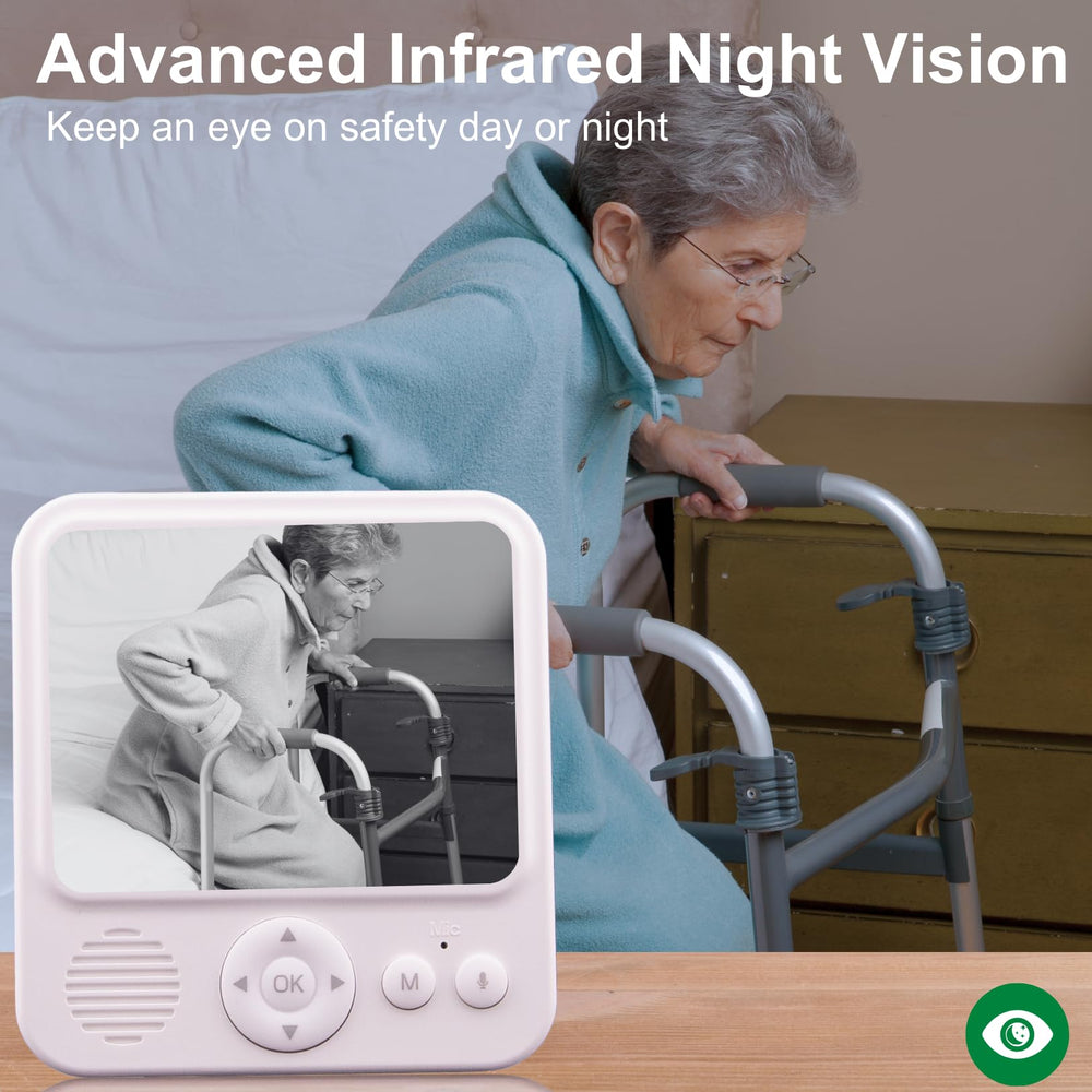 Smart Caregiver video monitor with no-wifi secure connection for private monitoring of loved ones.