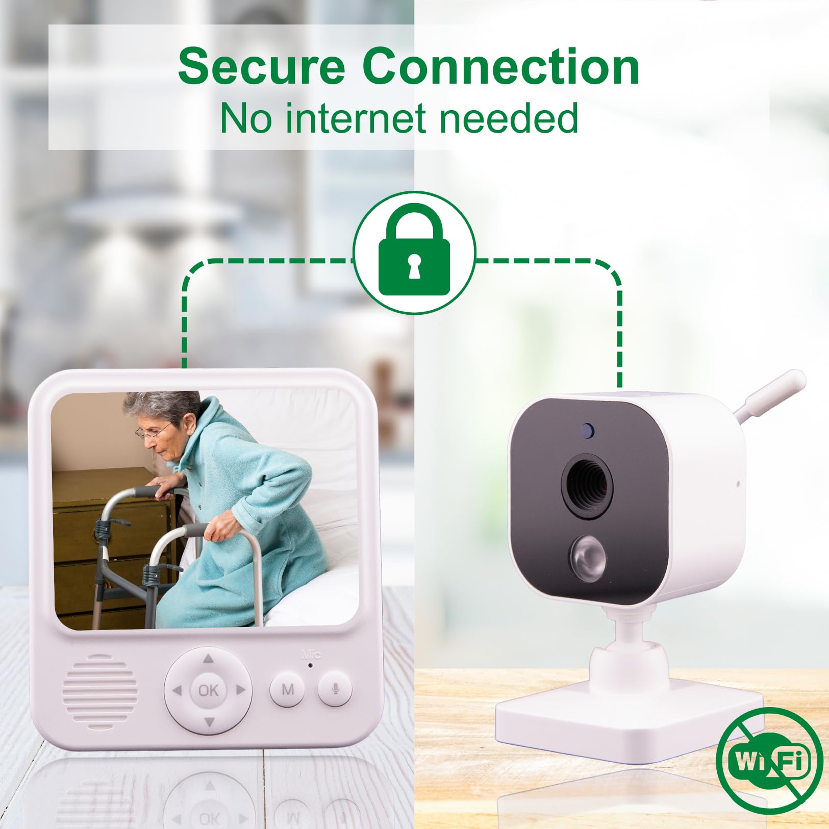 Smart Caregiver video monitor two-way audio enables quick conversations with a loved one.