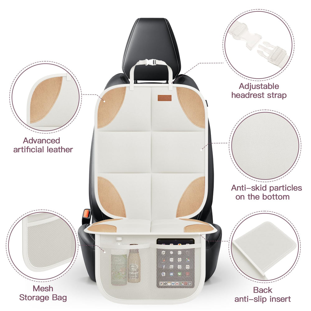 SMART ELF beige brown seat protector on back seat preventing spills