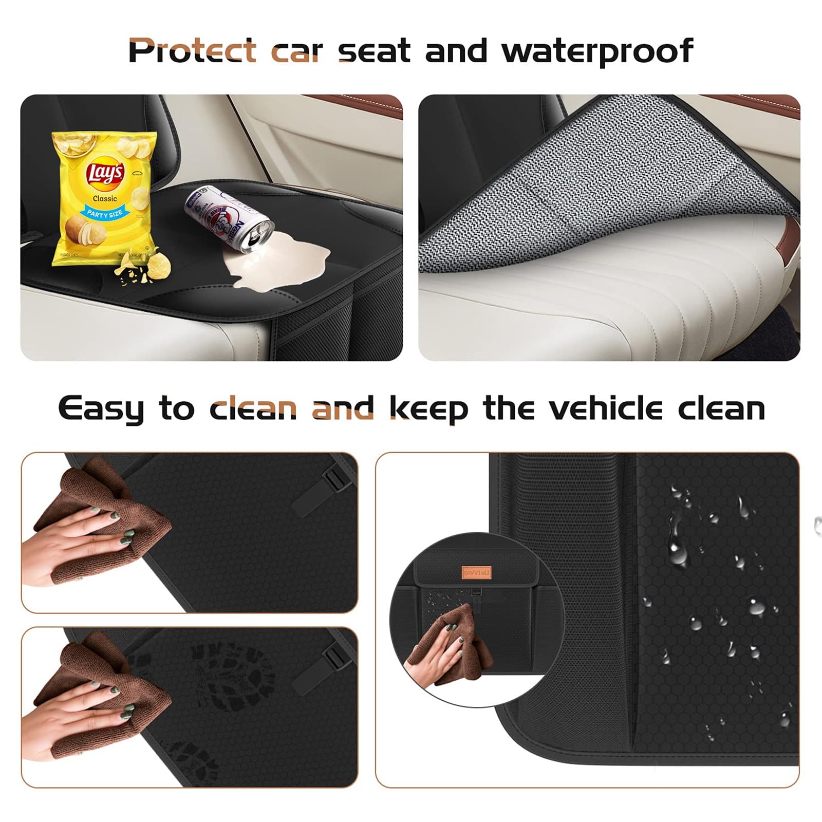SMART ELF large waterproof car seat protector guards against spills and messes.