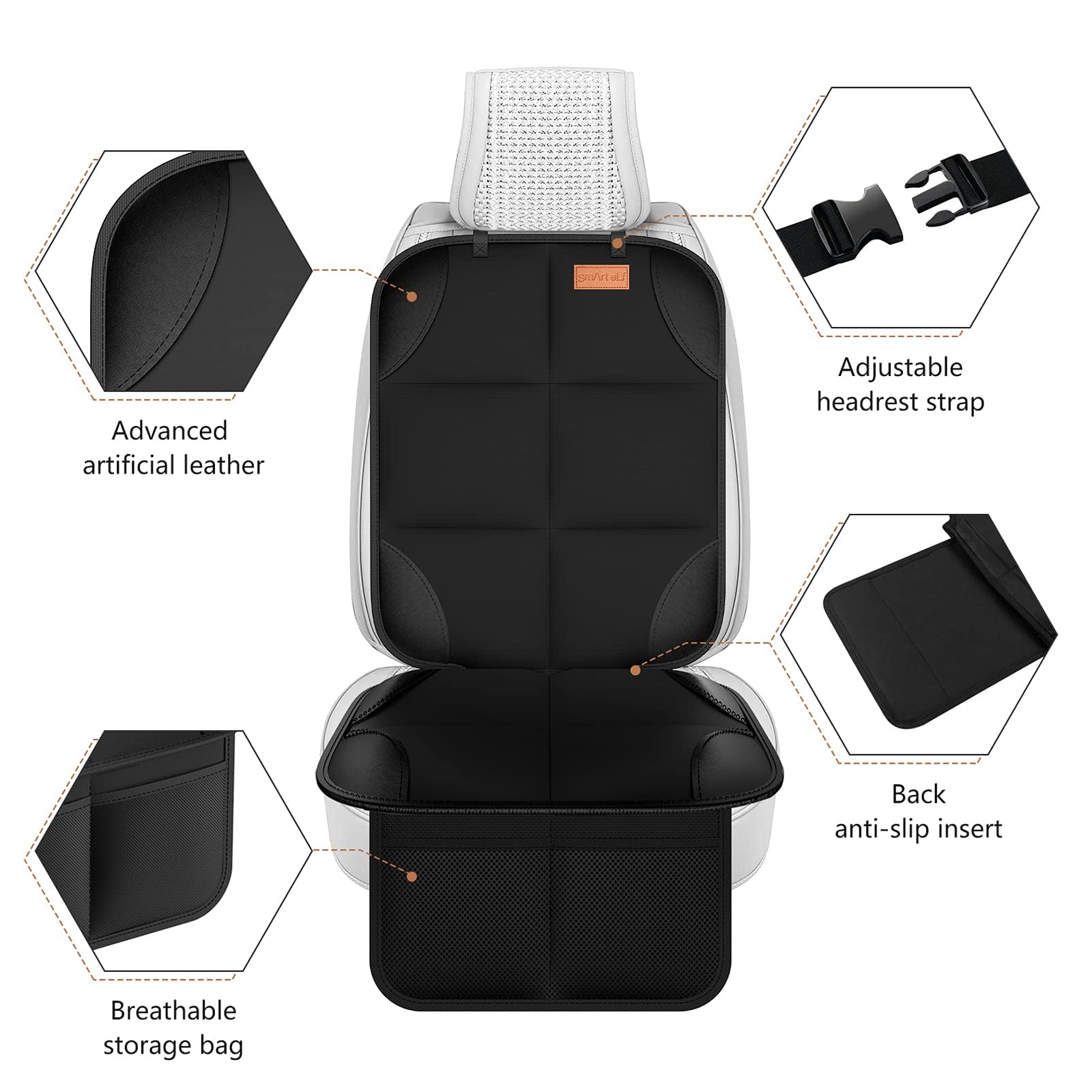 SMART ELF seat protector with thick padding adds comfortable ride for passengers.