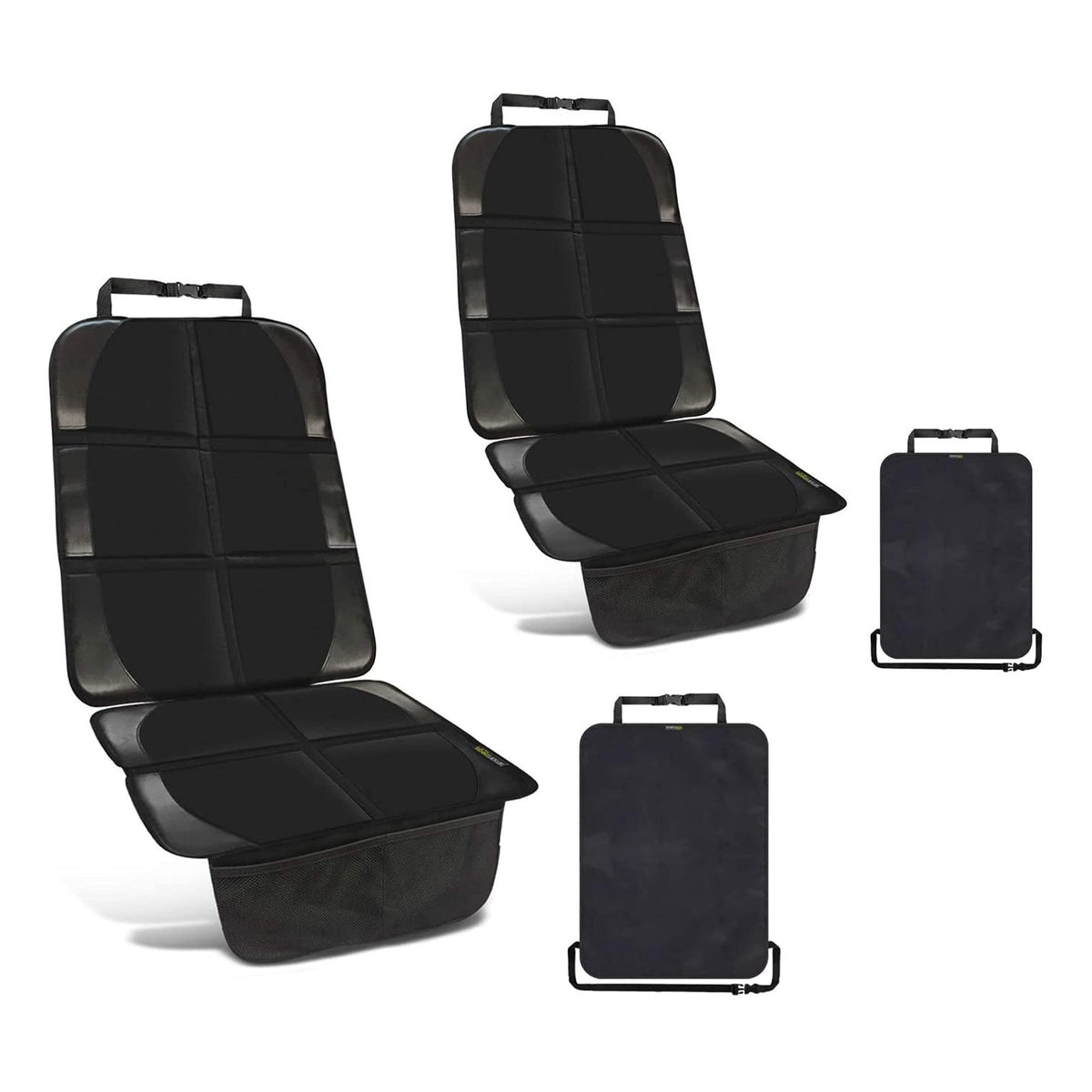 Smartpeas car seat protector with universal fit covers the seat for mess-free trips.