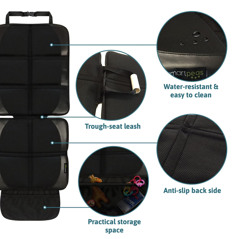 Smartpeas waterproof polyester fabric keeps spills easy to wipe away.
