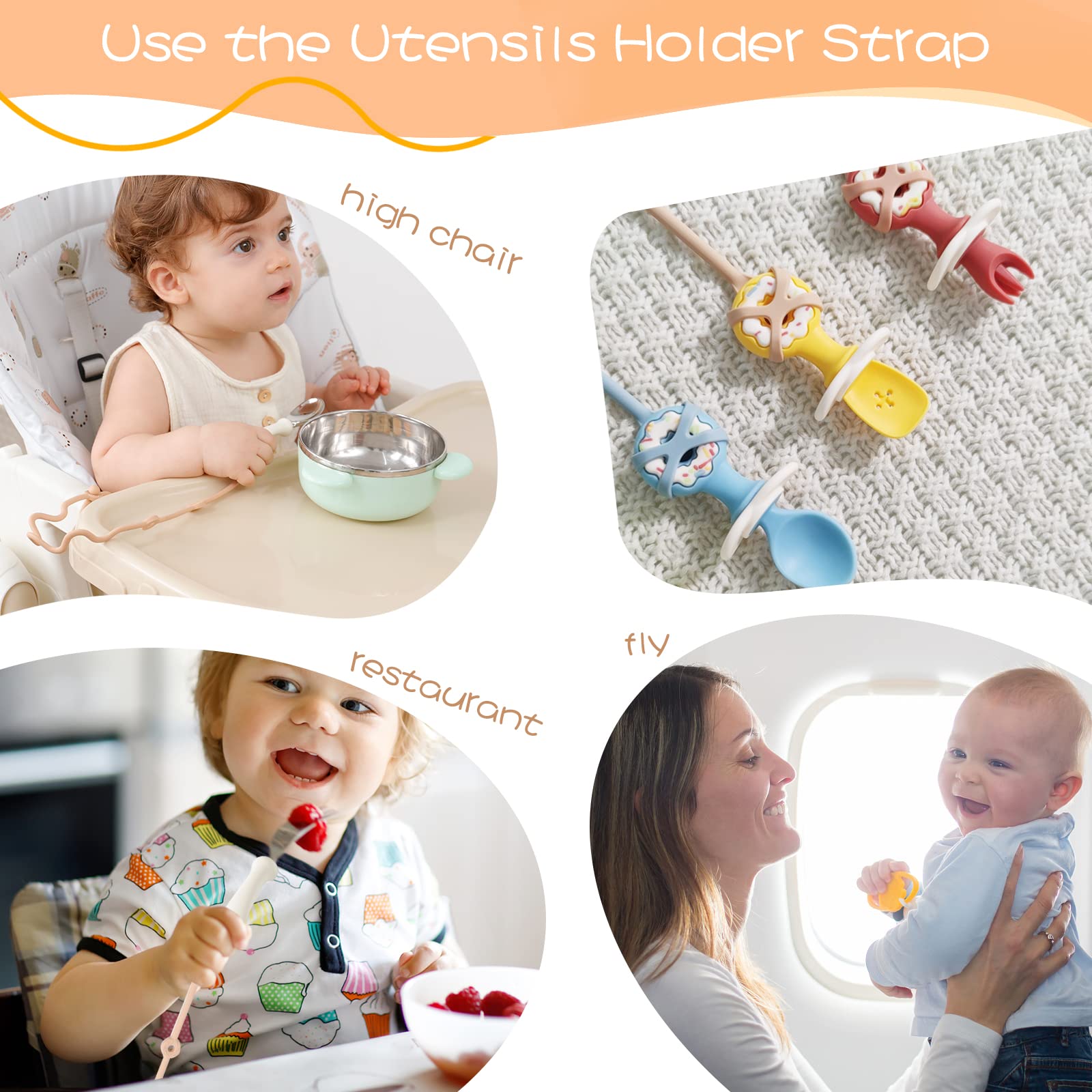 SMAutoLife silicone utensils in apricot color, BPA-free and reusable.