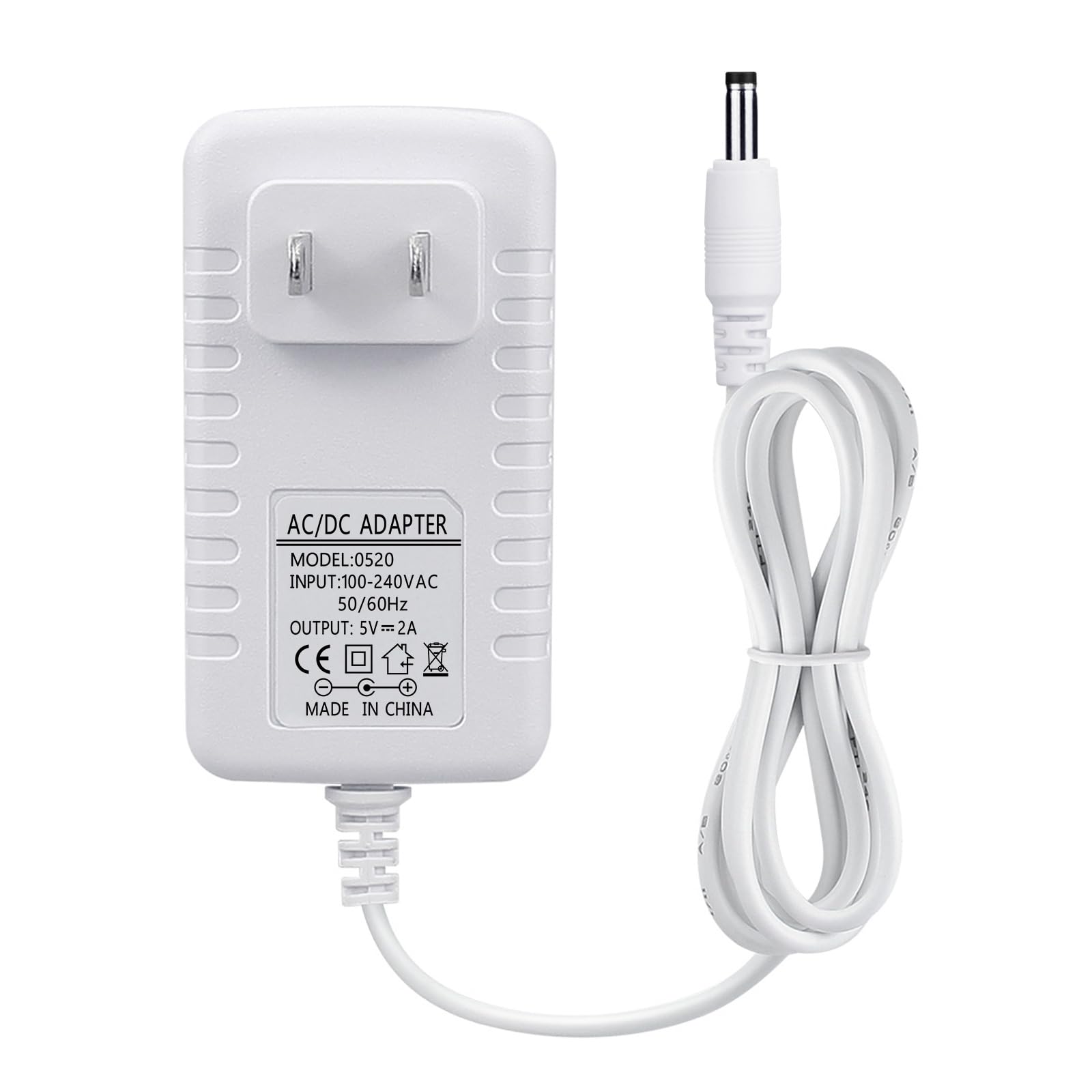 Smays white DC barrel connector preserves clean nursery aesthetics