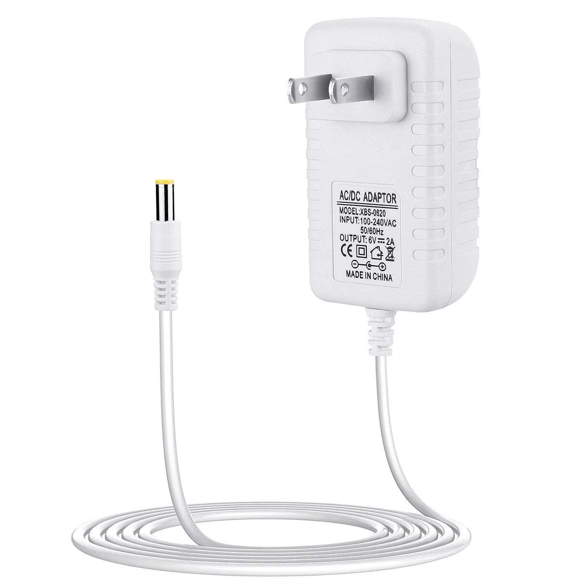 Smays Snugapuppy 6V power cord close-up with secure DC barrel connector