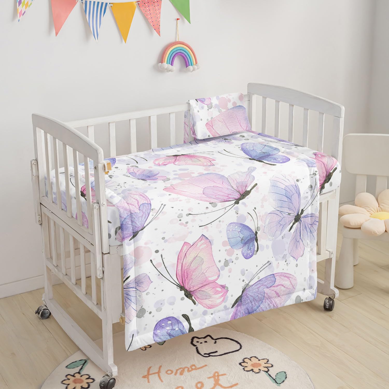 Smell Sunshine Butterfly-2 gradient crib sheet adds breathable microfibers and snug fit.