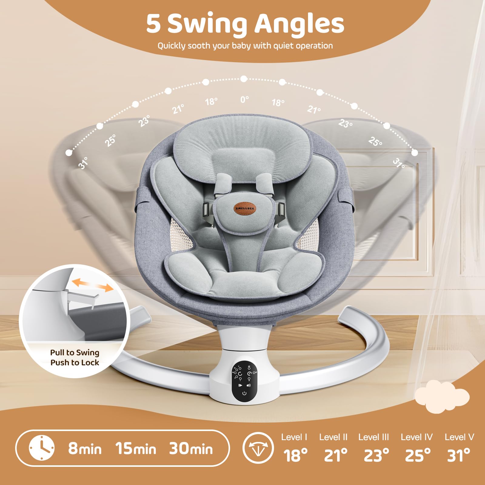 Smelluck premium breathable seat fabric for easy cleaning.
