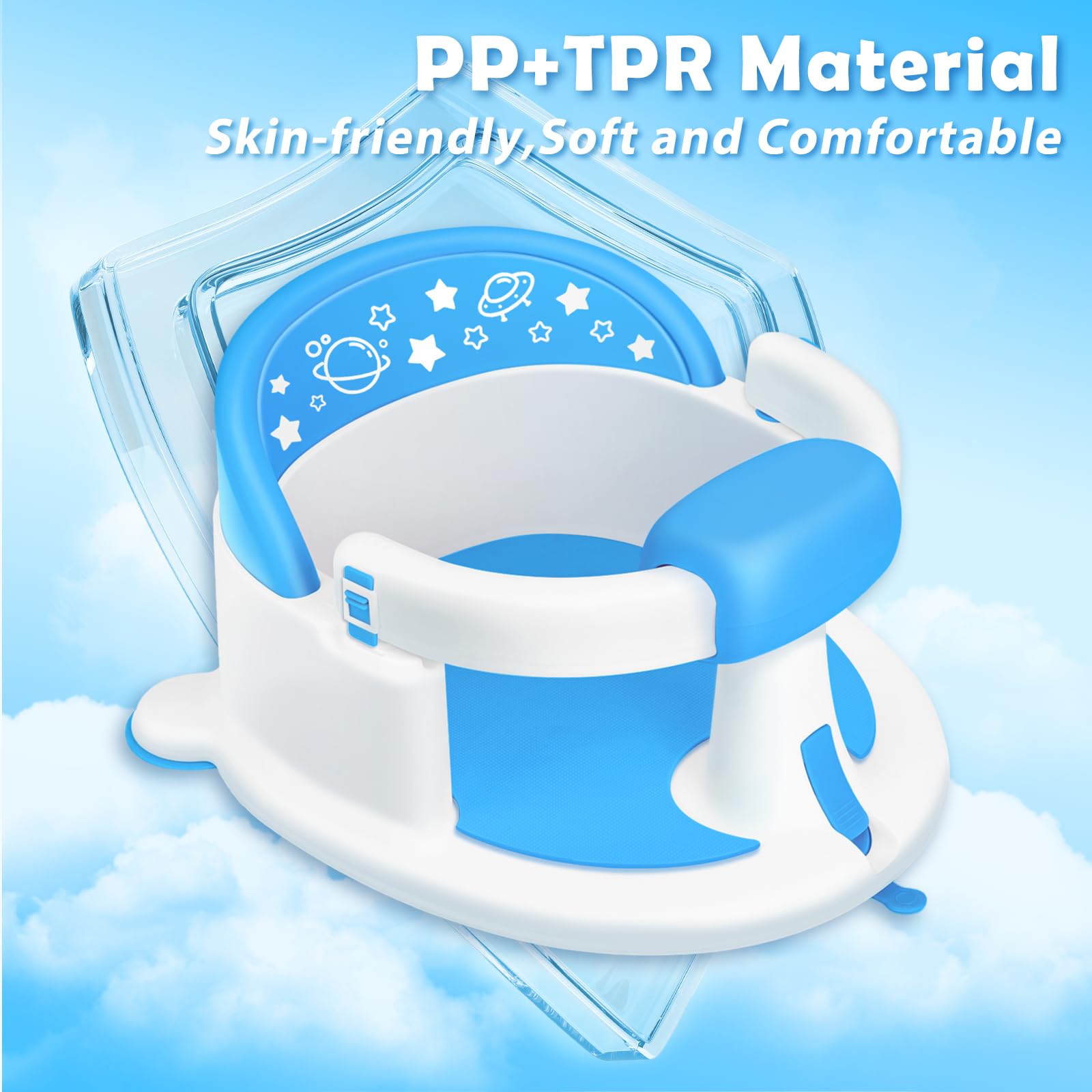 SMGZG baby bath seat blue back support emphasizes stable posture